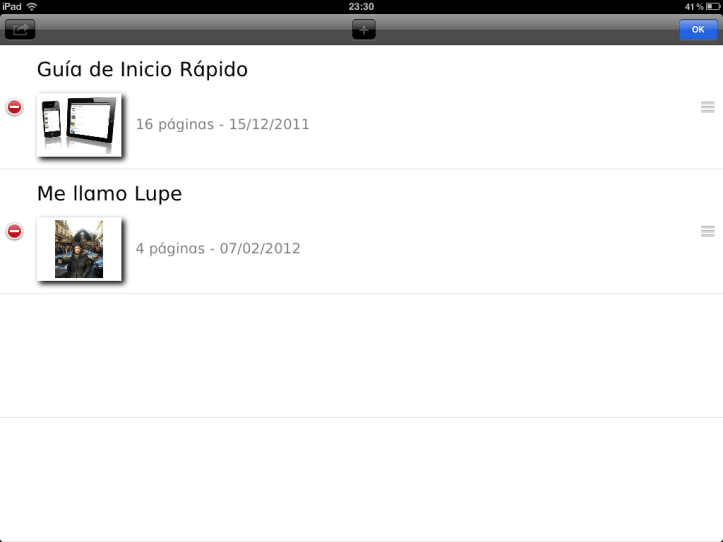 Ejemplo de edición de la pantalla inicial.