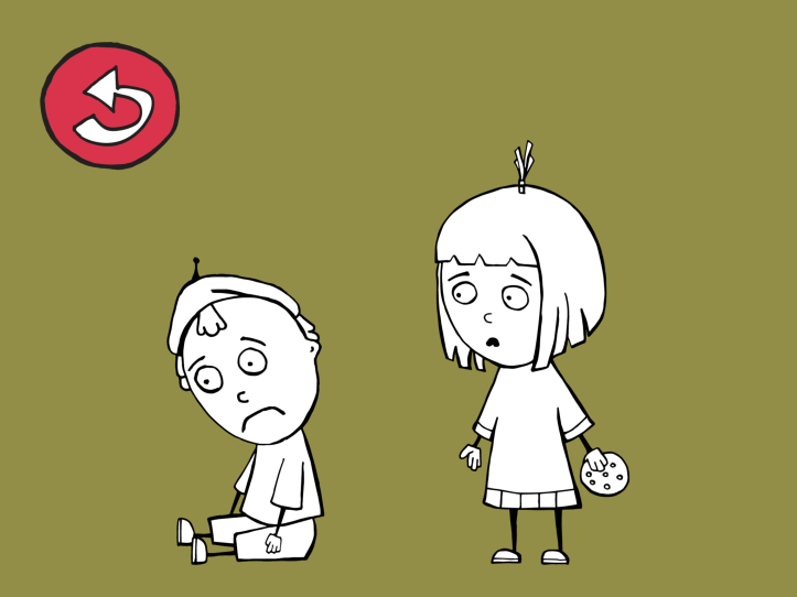 Pantalla de consecuencia, en este caso nuestra protagonista decidió no compartir su galleta y ser cruel con su amigo.