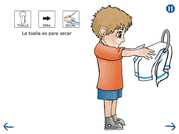 Página de uno de los cuentos, pulsando sobre los elementos, se produce interacción.