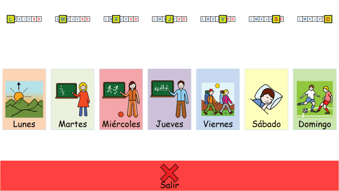 Ejemplo de vista inicial de la agenda semanal