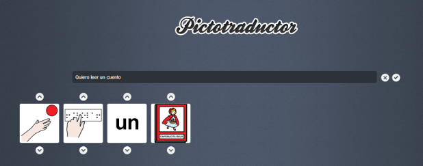 Frase en la que se ha modificado el pictograma del verbo leer.